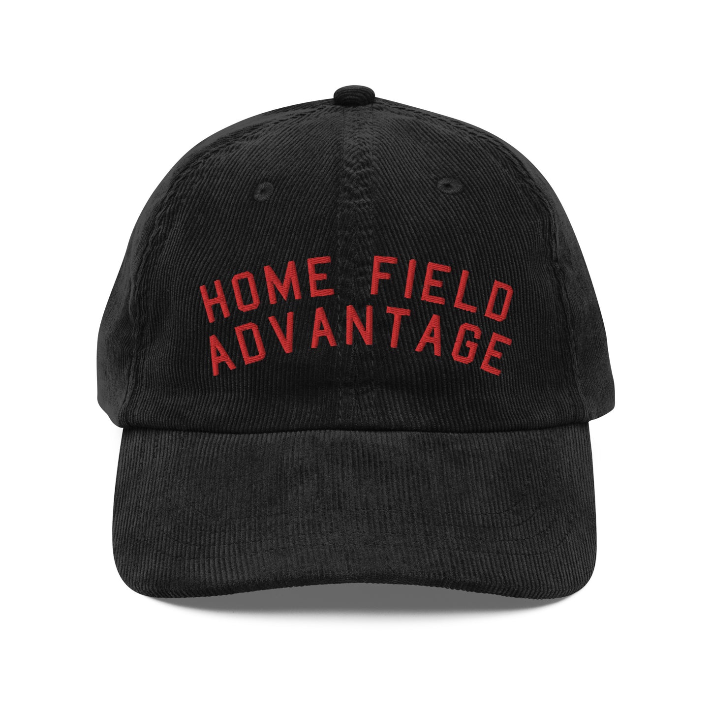 Home Field Advantage Custom Vintage Corduroy Baseball Hat black red