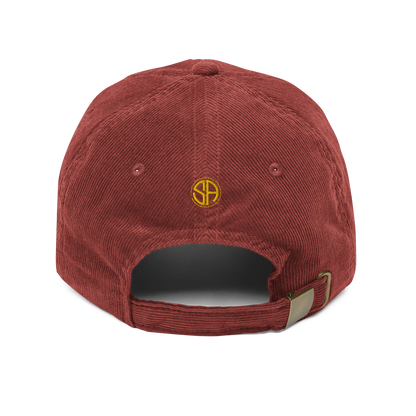 Home Field Advantage Custom Vintage Corduroy Baseball Hat burgundy gold