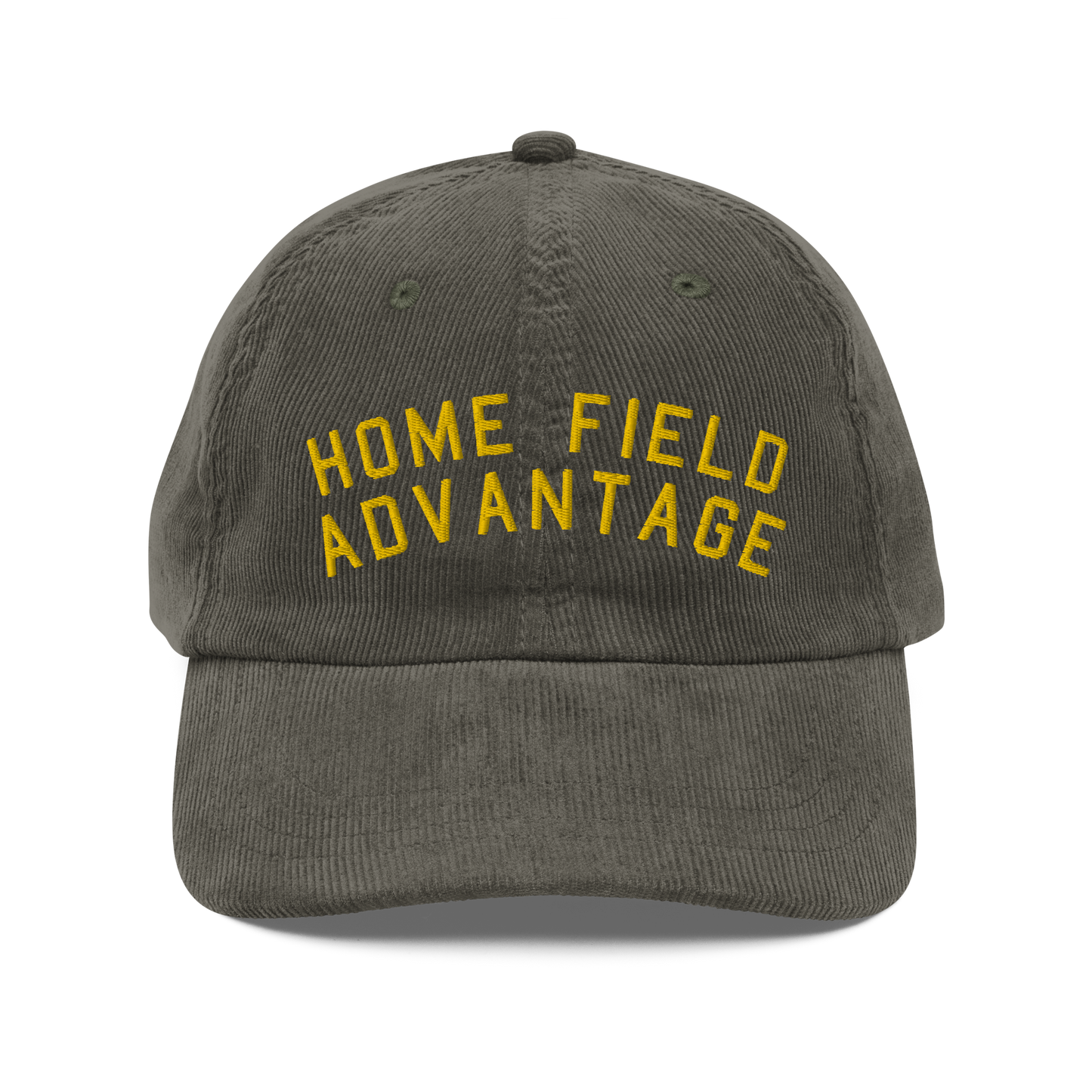 Home Field Advantage Custom Vintage Corduroy Baseball Hat olive gold